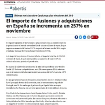 El importe de fusiones y adquisiciones en Espaa se incrementa un 257% en noviembre